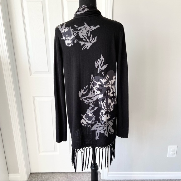 Rachel Roy Boho  Tassel Animal Pattern Lightweight Cardigan - Picture 3 of 16